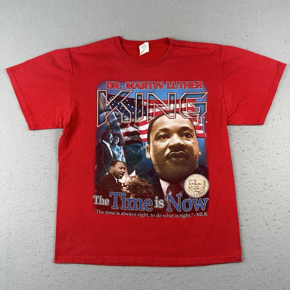 Vtg Y2K Martin Luther King Jr. T Shirt Men's Large Red Obama Black History Pride